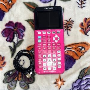 Texas Instruments Pink TI-84 Plus CE Graphing Calculator with Cable